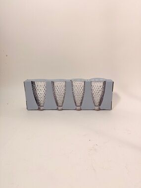 Set of 4 Clear Textured Glass Beverage Tumblers